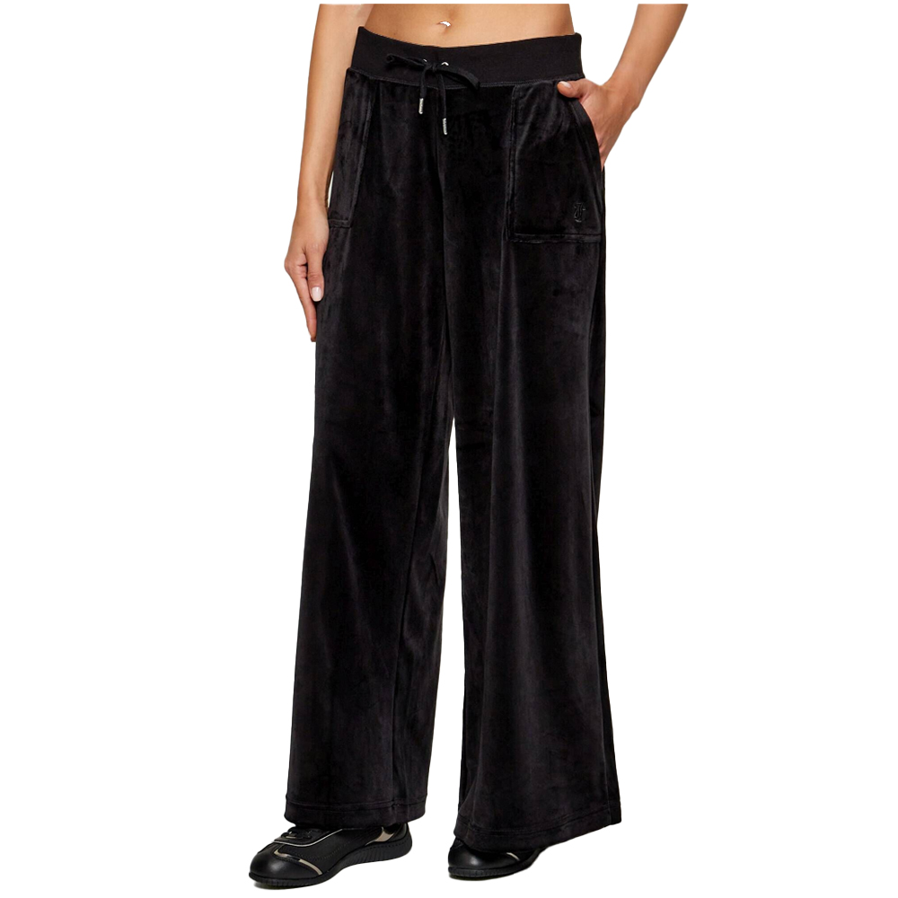 JUICY COUTURE Classic Velour Wide Leg Jogger Γυναικείο Βελούδινο Παντελόνι Φόρμας - Μαύρο